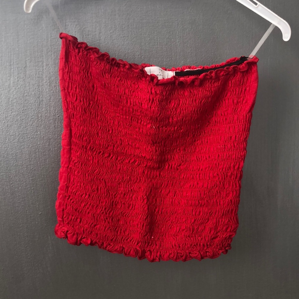 Red Slightly Cropped Tube Top